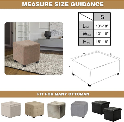 1PC) NeColorLife Ottoman Cover - Stretch Slipcover, Knitted Jacquard Fabric for Square Ottoman, Storage Stool