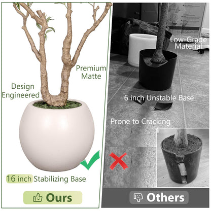 Artificial Olive Tree 8FT Tall Faux Olive Tree Premium Artificial Indoor with Natural Wood Trunk and Lifelike Fruits Realistic White Round Planter Potted for Home Office Living Room Decor