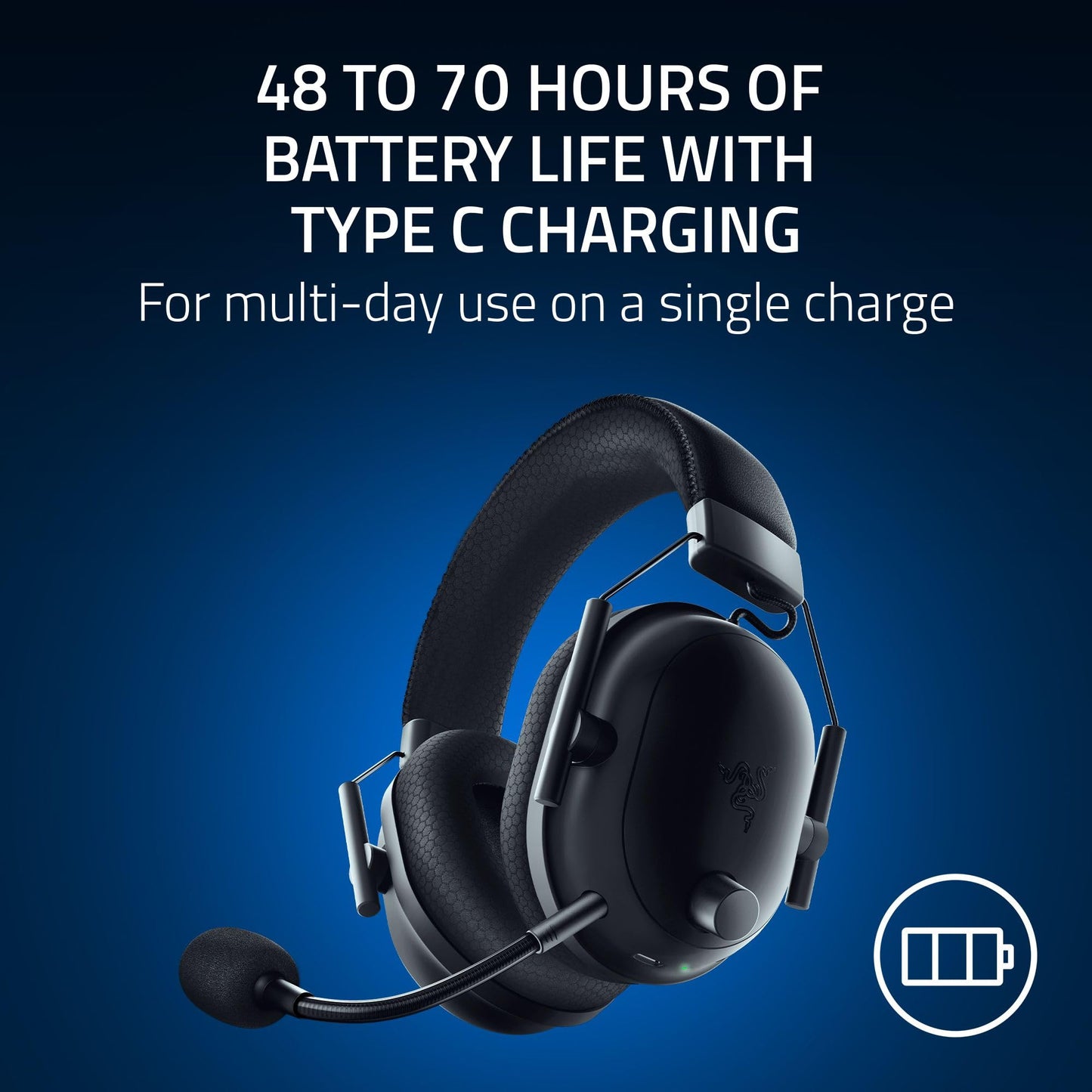Razer BlackShark V2 Pro Wireless PlayStation Gaming Headset: 50mm Drivers - Super Wideband Mic - Noise Isolating Earcups - For PS5, Nintendo Switch 2, PC, Mac - Bluetooth, USB-C - 70hr Battery – Black