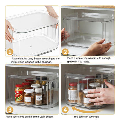 2-Tier Lazy Susan Turntable Organizer for Cabinet/Countertop/Pantry/Bathroom/Coffee Bar, 12.8''Lazy Susan 360°Rotating Storage, Max Weight The Top Holds Up to 26lb (2Pack)