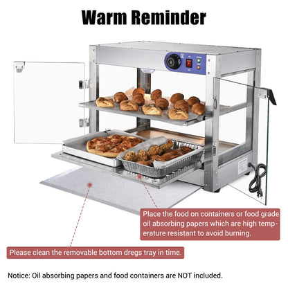 AMPERSAND SHOPS Commercial Food Warmer Pizza Pretzel Empanada Storage Display Cabinet (2-Tier)