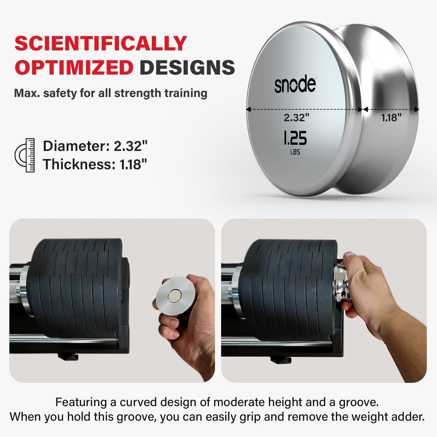 SNODE AD80 Cast Iron Adjustable Dumbbell 80lb with 8 weight adders - Adjustable Weights, Anti-Slip Metal Handle, Compact Design, Adjust in Second, Advanced Strength Training Home Gym for Men and Women