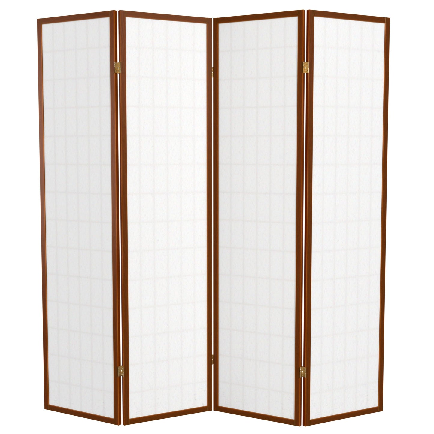 Red Lantern 6 ft. Tall Window Pane Shoji Screen - Walnut - 4 Panels