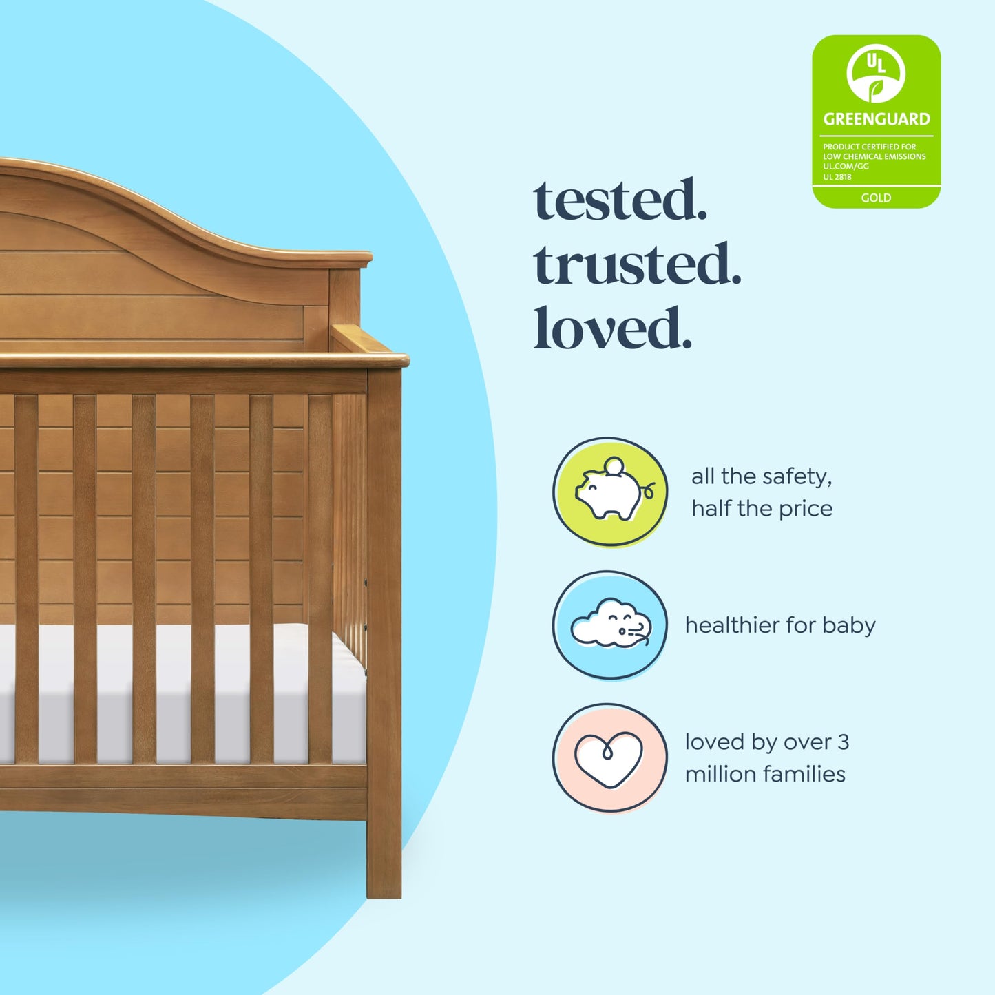 Carter's by Davinci Nolan 4-in-1 Convertible Crib in Chestnut, Greenguard Gold Certified