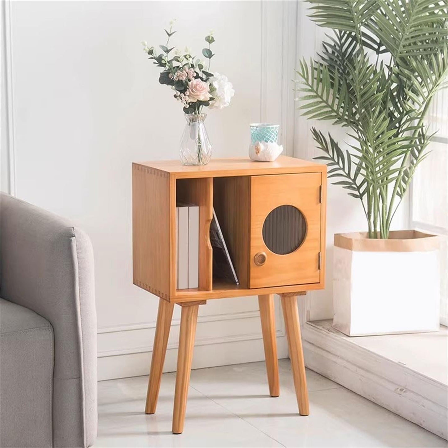 uP9sF2mD DVD Shelf Organizer Multi-functional Wooden Vinyl Record Cabinet CD Albums Storage Rack Bookcase CD Storage Rack