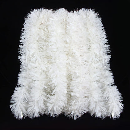 FOIMAS 33FT Christmas Tinsel Garland, White Twisted Metallic Hanging Garland for Christmas Tree, Fireplace Home