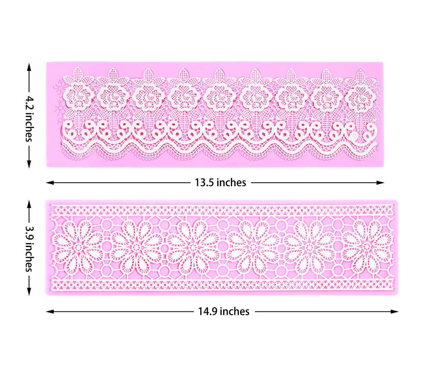 Embossing Lace Fondant Molds, Multi Circle Flowers Lace Mat Wedding Cake Decoration Tool, Rattan Shaped Cupcake Mat Silicone Molds Set of 3
