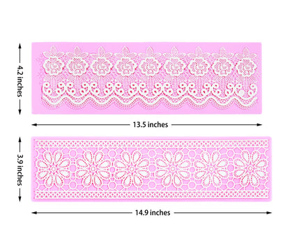 Embossing Lace Fondant Molds, Multi Circle Flowers Lace Mat Wedding Cake Decoration Tool, Rattan Shaped Cupcake Mat Silicone Molds Set of 3