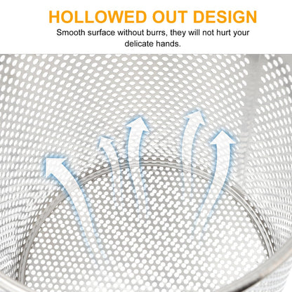 Angoily Mesh Pasta Strainer 1 Gal Stainless Steel 6.5" Deep Noodles Basket Hot Pot Colander with Wooden Handle 3.7L Boiling Spider Strainer for Cooking Dumpling Vegetable Food