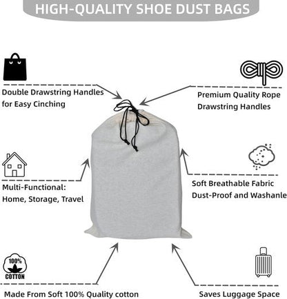 GONGKANGYUAN Shoe Bags for Travel - Flannel Drawstring Pouch for Men & Women | 2 Pack