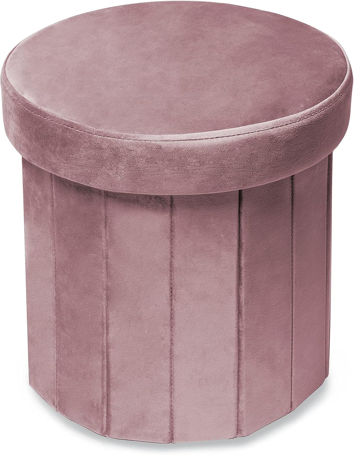 Round15 Inch, 220lbs Phantoscope Storage Ottoman Velvet Folding Storage Boxes Footrest Foot Ottoman Toy Box, Padded