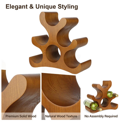 TRUDING Countertop Wine Rack - 6 Bottle Wooden Wine Rack - Freestanding Wine Bottle Holder Stand - Wine Storage Rack for Cabinet Pantry Bar Kitchen (Brown)