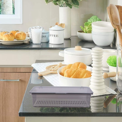 Cabilock 2pcs Flatware Tray with Lid, Kitchen Cutlery Tray and Utensil Drawer Organizer, Silverware Storage Container