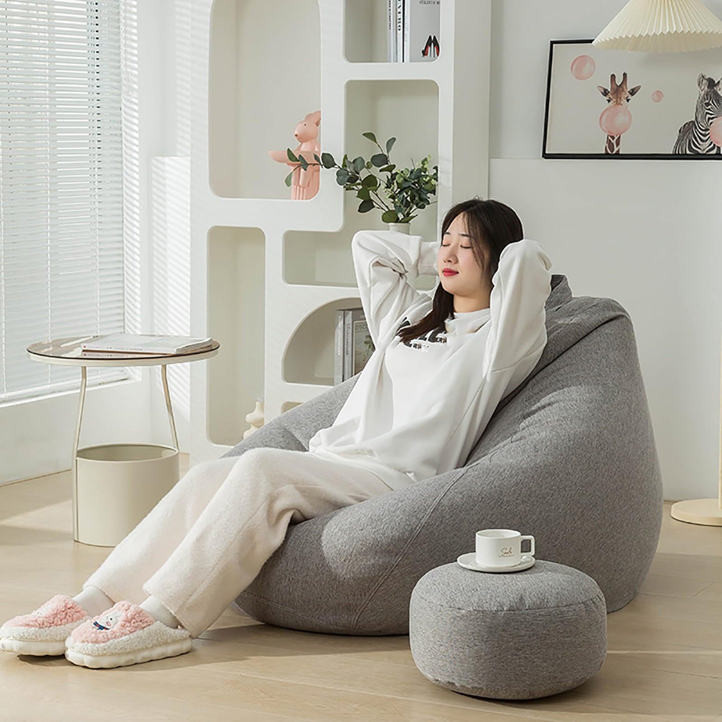 HUJZJY Oversized Bean Bag Chair for Adults, Bean Bag Couch with Filler, Soft Premium Memory Foam Lounger, Comfy Floor Sofa, for Living Room, Bedroom and Gaming Room