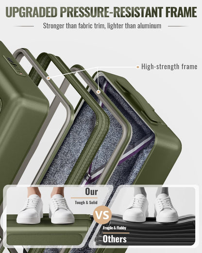 Joyway Luggage Sets 3 Piece with Spinner Wheels, Carry On Luggage 20In with ABS+PC Hardshell, Lightweight Suitcase Set with TSA Lock and Pressure-resistant Frame, 20/24/28 Inch, Green
