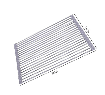 Ahyuan Roll up Dish Drying Rack Over The Sink Kitchen Roll up Sink Drying Rack Portable Dish Drainer Foldable Dish Drying Rack (Warm Gray, 17.8''X17'')