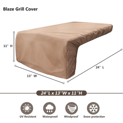 DearHoHo Cover for Blaze Premium LTE Built-in Double Side Burners - 2SBBICV,Heavy Duty 600D Waterproof Outdoor Grill Burner Cover with Plush Lining,Suitable 24''L x 13''W x 11''H,Khaki
