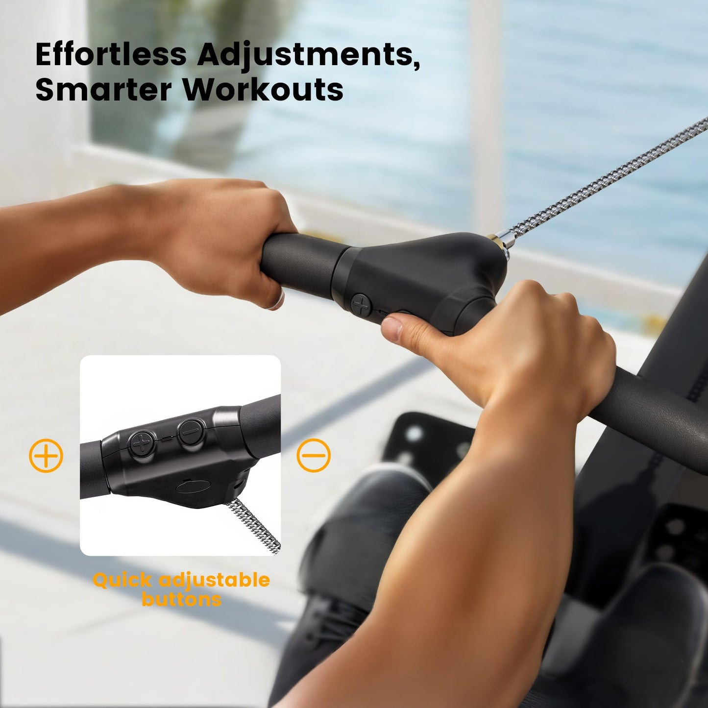 YOSUDA Air Magnetic Rowing Machine for Home, Dual Air & Magnetic Resistance with 8-Level, Smart APP, Rotatable Device Holder, Ergonomic Seat, and Easy Storage