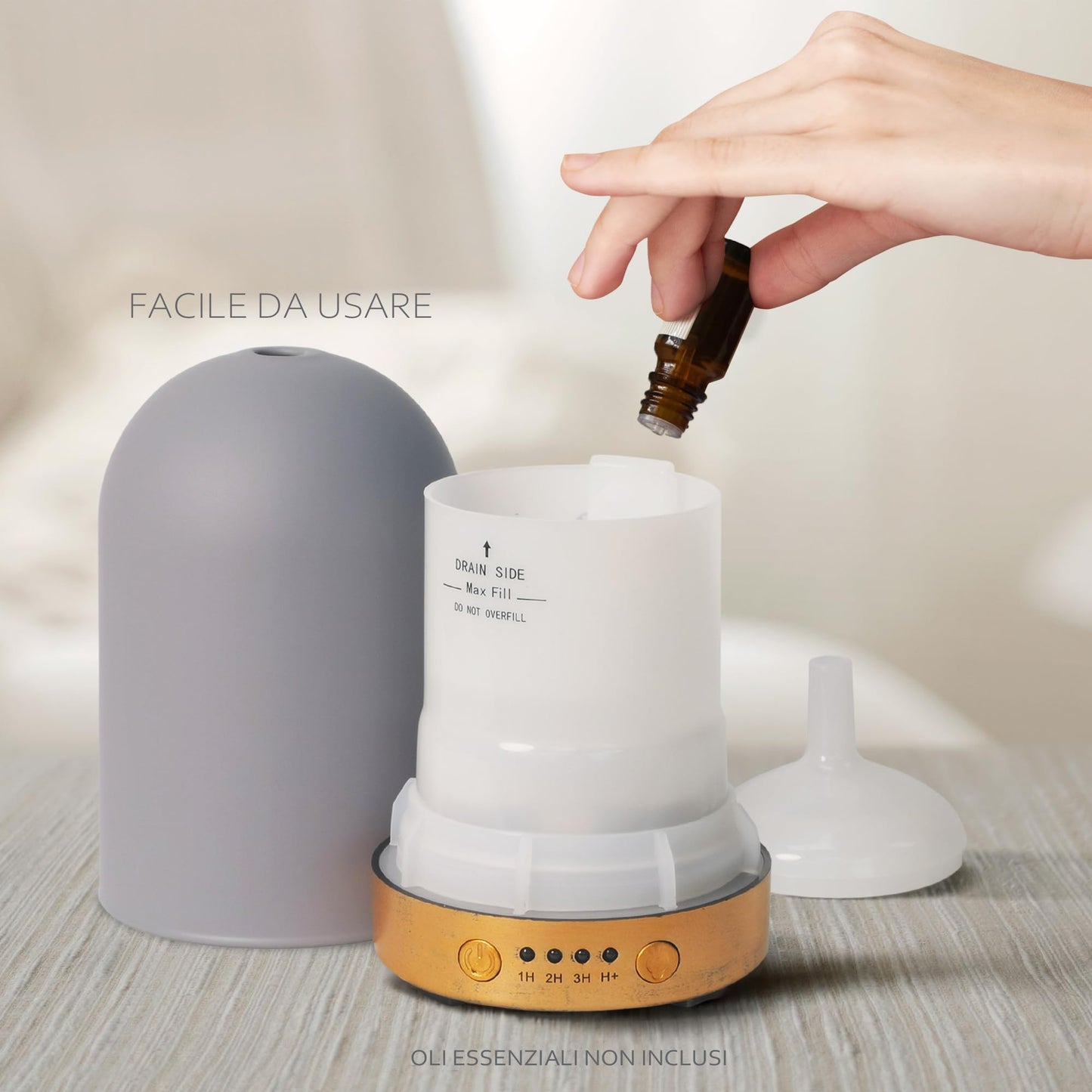 Earnest Living Essential Oil Diffuser White Ceramic Diffuser 100 ml Timers Night Lights and Auto Off Function Home Office Humidifier Aromatherapy Diffusers for Essential Oils