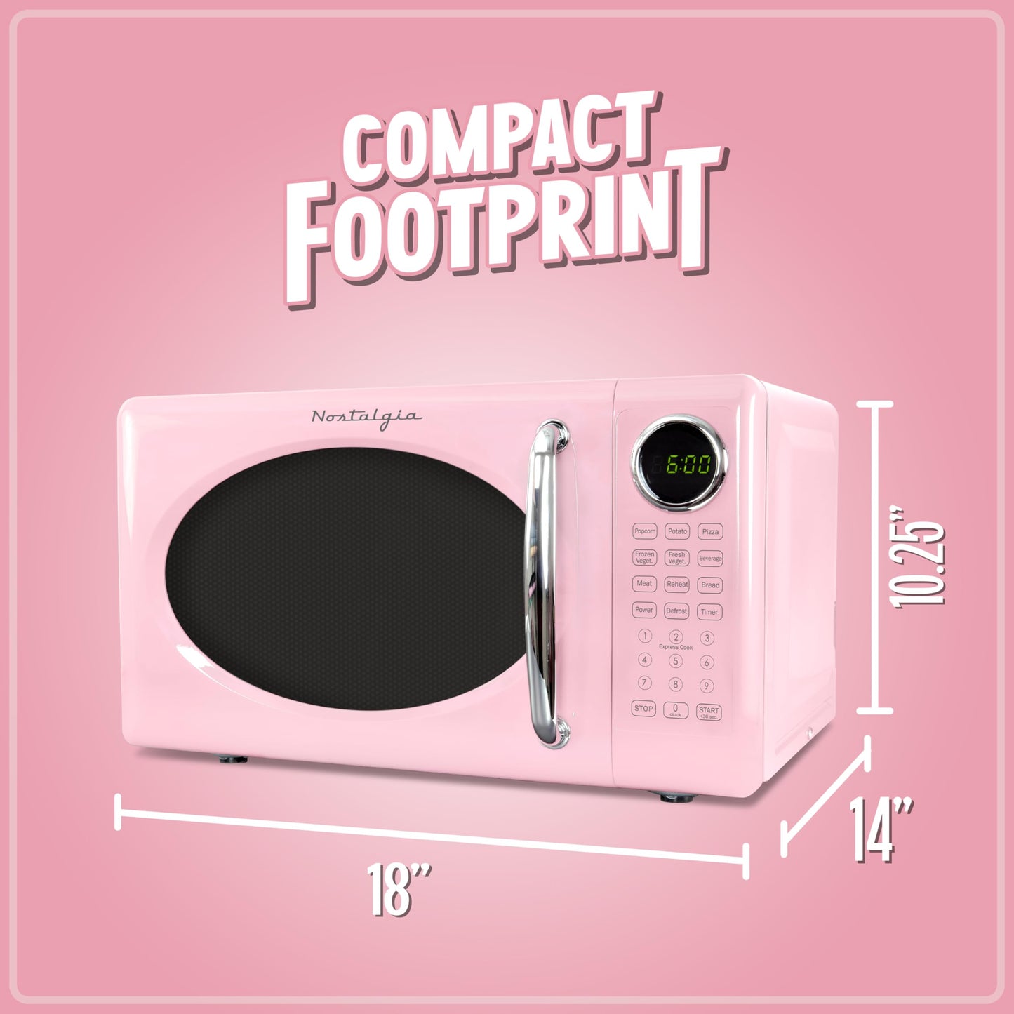 Nostalgia Retro Microwave Oven - 0.7 Cu Ft, 700-Watt Countertop Size with Glass Turntable, Child Safety Lock, 8 Auto-Cook Programs, Digital Clock - Aqua