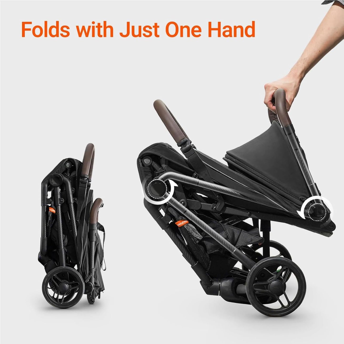 MAMAZING Ultra Air Lightweight Baby Travel Stroller with Carbon Fiber Frame, Compact & Airplane-Friendly, One-Handed Fold, 11.6 lbs, Perfect for Toddlers, Organizer & Cushion Included, Jet