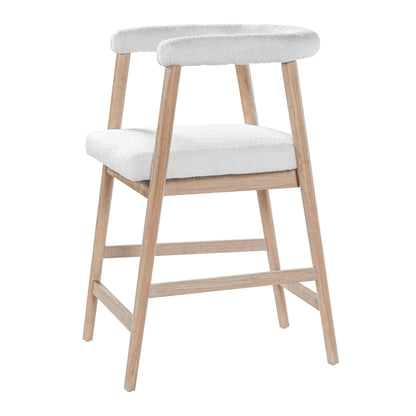 Merax 2-Piece Wooden Farmhouse Counter Height Dining Coffee Bar Stool with Durable Legs, Upholstered Cruved Dinning Arm Chair for Kitchen Island, Set of 2, Natural