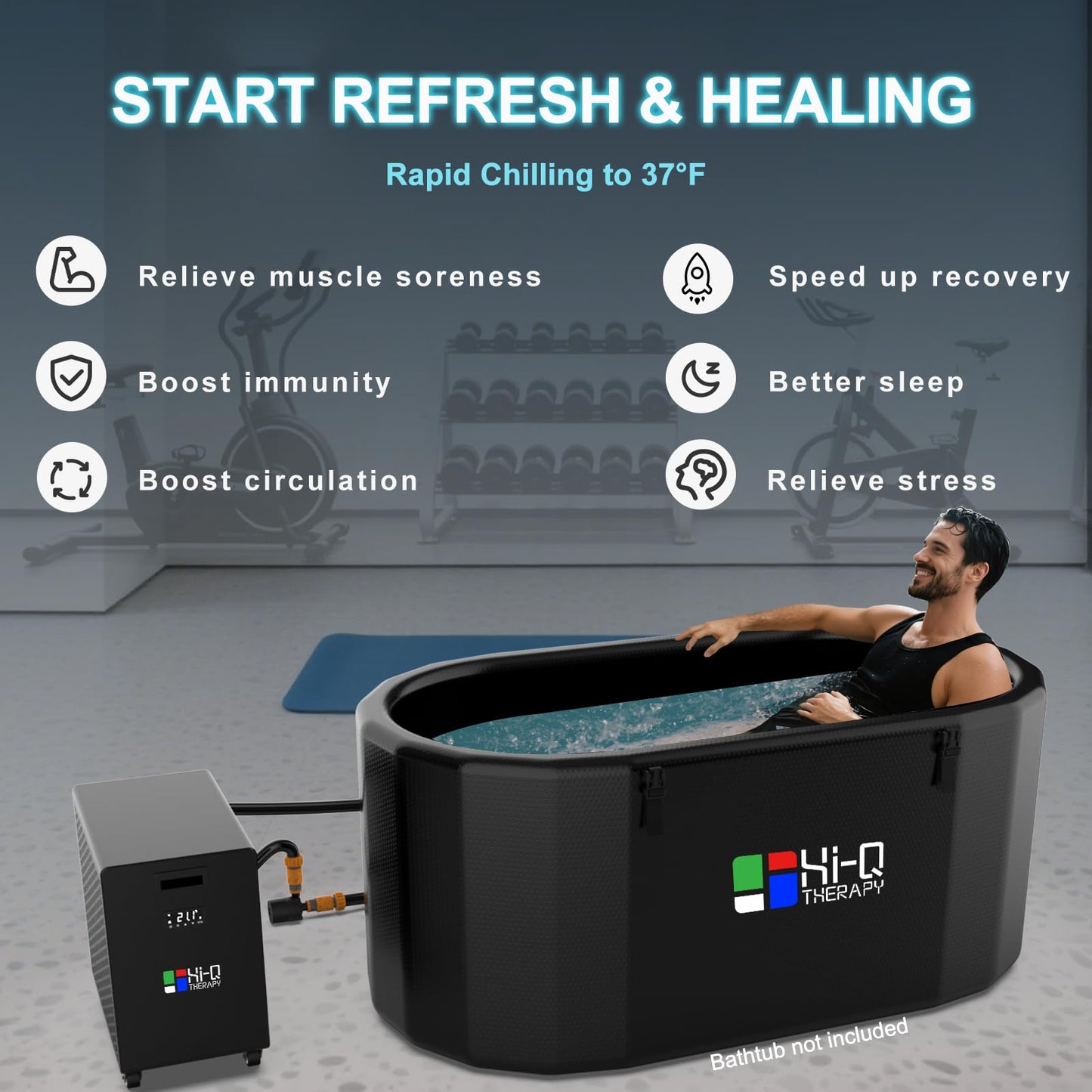 1 HP Cold Plunge Chiller, Commercial Ice Bath Water Chiller Machine for Large Tubs up to 200 Gallon, Heavy Duty Single Cooling Water Cooler with Internal Pump Options, Fast Chilling for Gym & Outdoor