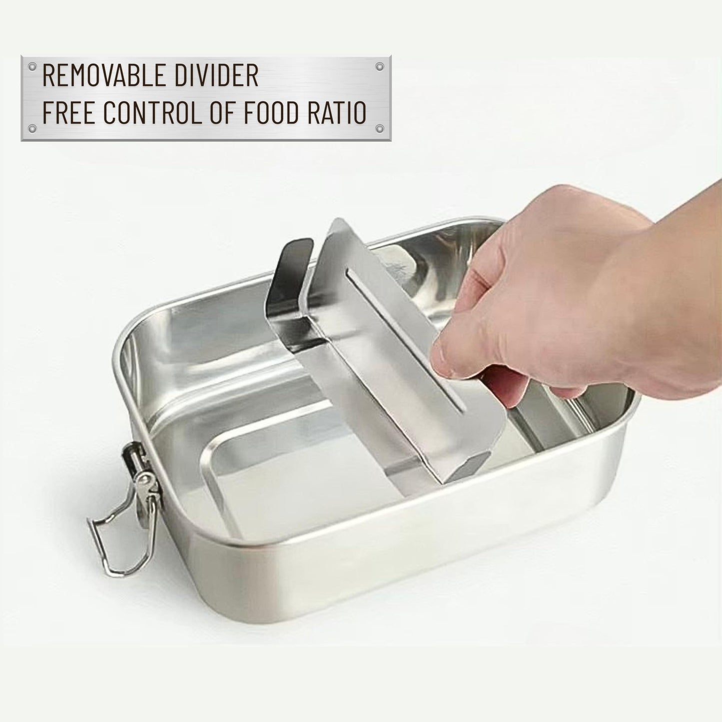 Bambuood Premium Stainless Steel Bento Lunch Box. Eco-Friendly Meal Storage, Food Container With 100% Leak-Proof Bamboo Lid. For Adults, Work, Travel Use. Free Bamboo Cutlery. LARGE (41 oz)