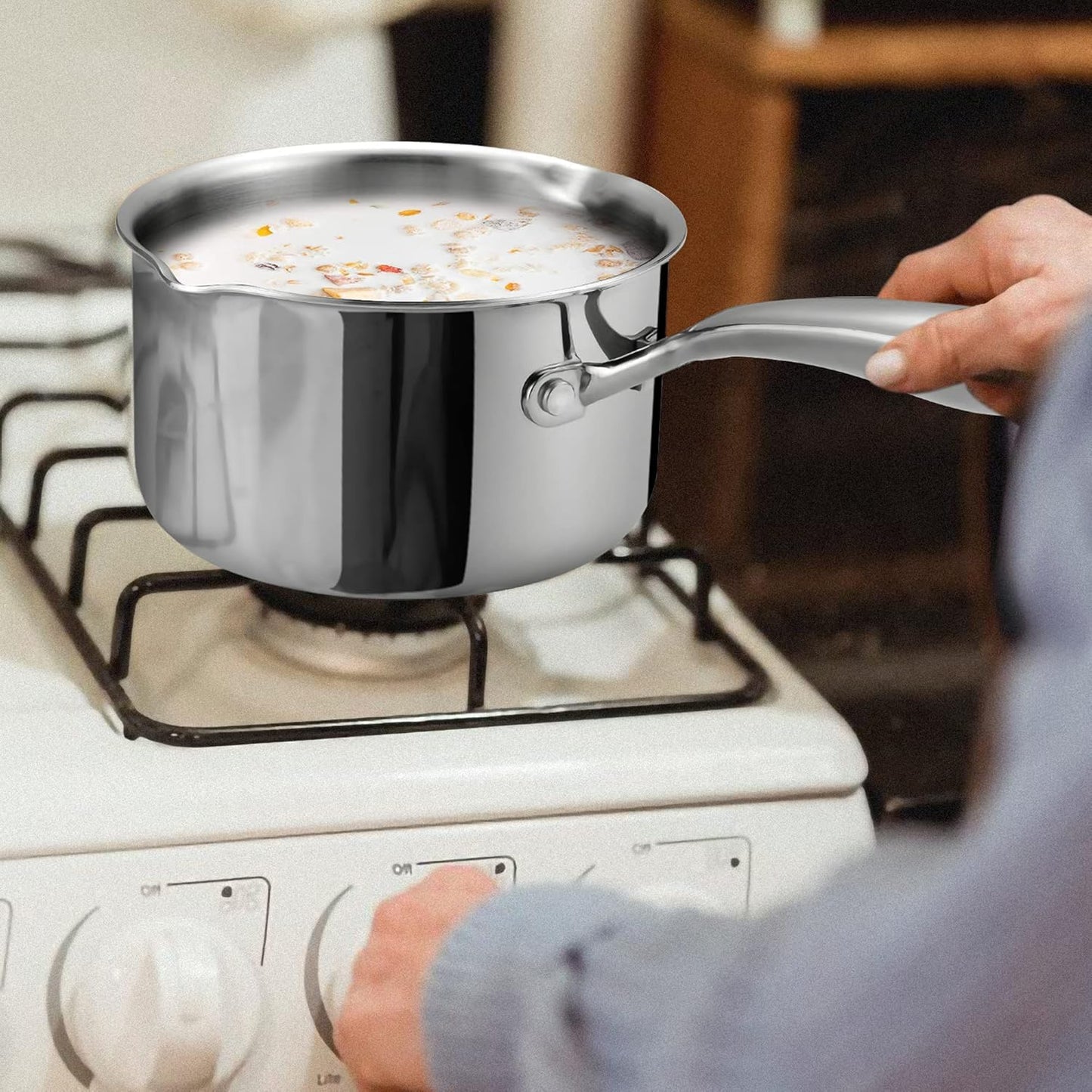 Tri-Ply Stainless Steel Sauce Pan with Steamer Basket & Straining Glass Lid — Heavy-Duty,Thick Base,Rust-Resistant,Warp-Free —100% Food-Grade —Built to Last– Works with All Stovetops, Pasta Pot 2 QT