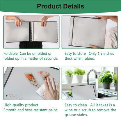 Silver Stainless Steel Large 4 Sided Splatter Guard for Frying Stove Top,Oil Splash Guard Cooking for Stove,Non Stick Foldable Splatter Screen for Stove Top