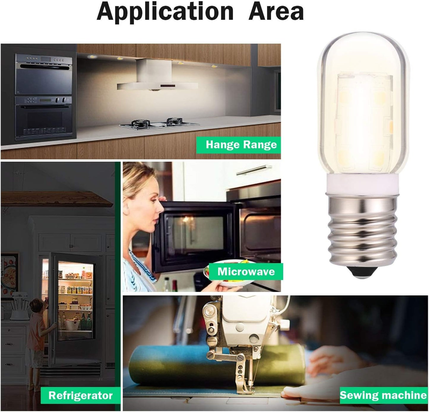 LED Microwave Light Bulb, 40W Incandescent Replacement for Refrigerator, Under Range Hood E17 Intermediate Base, Pack