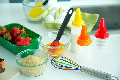 Kuhn Rikon COLORI® Silicone Balloon Whisk – For Mixing, Baking & Cooking – Non-Stick Safe, Stainless Steel Handle, Dishwasher Safe, 8 Inch, Rainbow