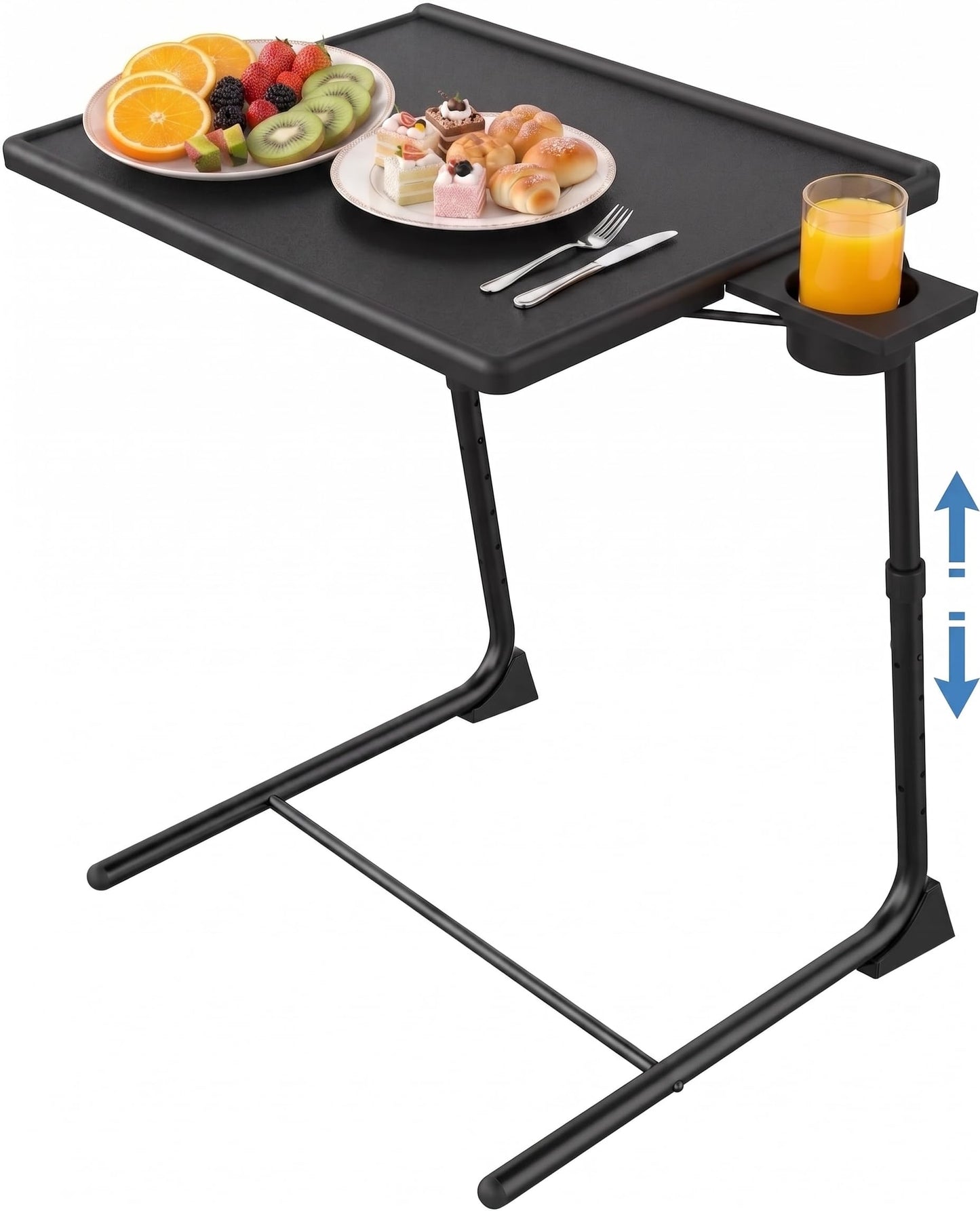 HUANUO TV Tray, Adjustable TV Tray Table - TV Dinner Tray on Bed & Sofa, Comfortable Folding TV Tray with 6 Height & 3 Tilt Angle Adjustments (Black)