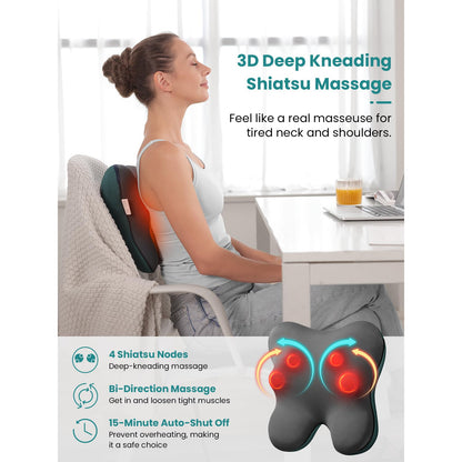BOB AND BRAD Cordless Back Massager with Heat FSA Eligible HSA Eligible, Shiatsu Neck Massager for Pain Relief Deep Tissue, 3D Kneading Massage Pillow for Pain Relief, Birthday Gifts for Women Men