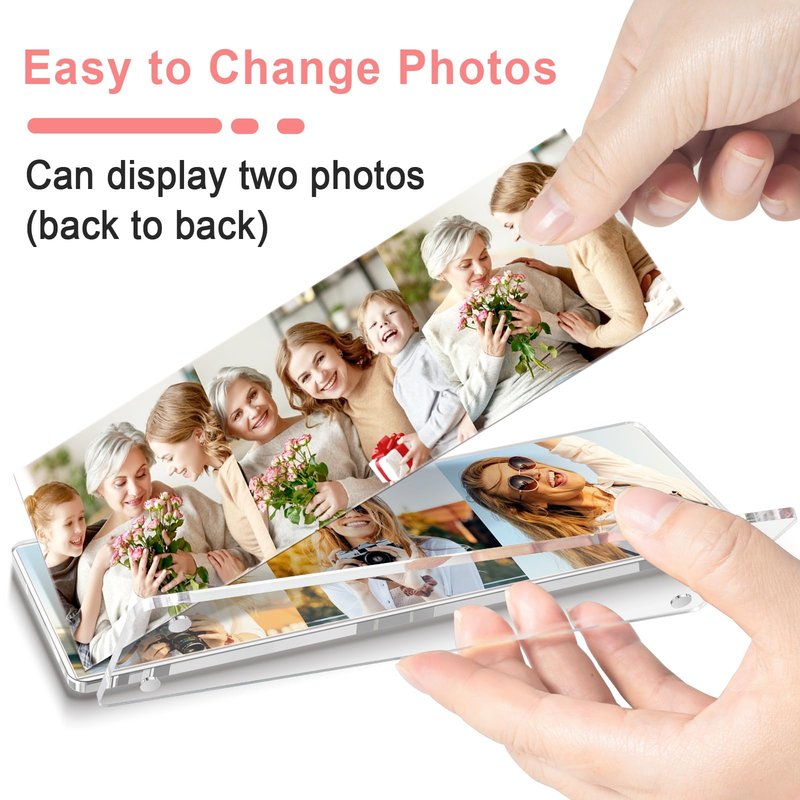 Vowcarol 2 Pack Photo Booth Frame 2x6 Picture Frame, Acrylic Fridge Magnetic Frames, Clear Acrylic Frame, Strong Magnetic 2x6 Photo Picture Frames for Refrigerator