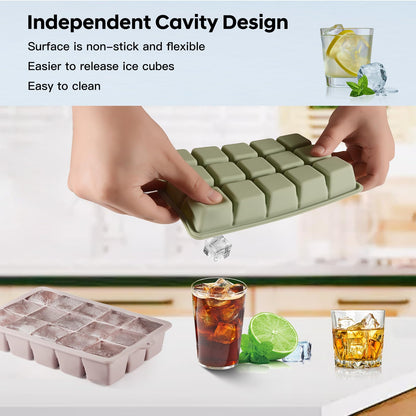 Silicone Ice Cube Tray 3 Pack, HANCELANT Ice Cube Mold, Ice Trays for Freezer with Lid for Whiskey, Baby Food, BPA Free, Easy Release