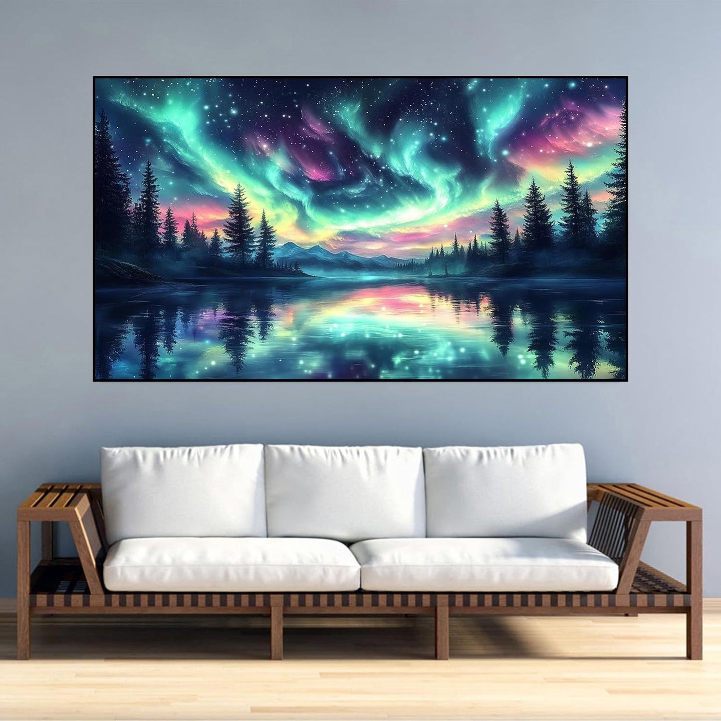 ijbnhd Large Diamond Painting, Aurora Large Diamond Art Kits for Adults, Full Drill Round Big Diamond Painting, DIY Gem Art and Crafts for Home Wall Decor Gift 27.5 X 15.7inch