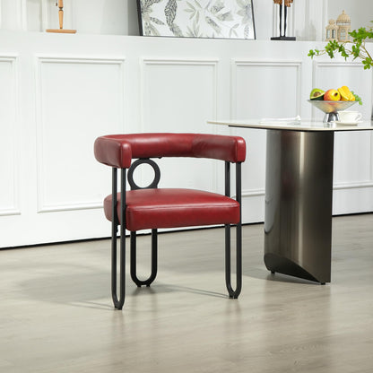House Hold Contemporary Designed Chenille Fabric Upholstered Accent,Dining Chair,Barrel Side Chairs Kitchen Armchair for Living Room Set of 1 (Wine Red PU)