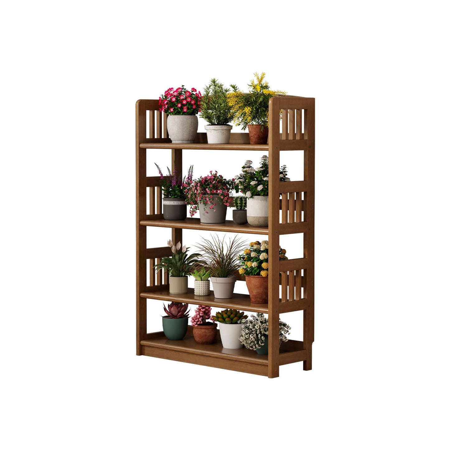 AnywaysWood 4 Tier Solid Wood Open Shelf Bookcase,Modern Wooden Display Bookshelf,Farmhouse Wide Bookshelves, Freestanding Storage Cabinet for Study Room Office Living Room sunroom