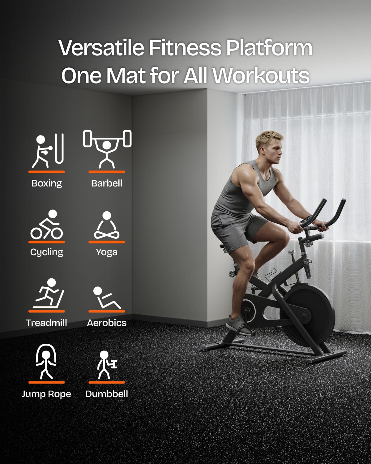 Vivaluz 0.56 Inch Thick 96 Sq Ft Gym Flooring for Home Gym, 24 Tiles Robust Rubber Top with Eva Foam Exercise Equipment Mats, Protective Flooring Puzzle Mat for Fitness Room