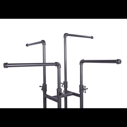 Clothing Rack Econoco - Heavy Duty Pipeline Adjustable, 4 Way Rack, Plumbing Pipe Clothes Rack, Anthracite Grey