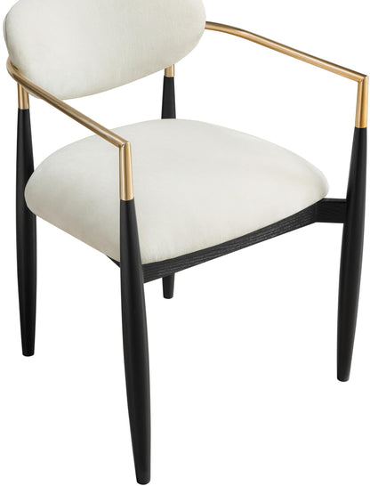 Meridian Furniture 11022Beige-AC Riccio Collection Modern | Contemporary Dining Arm Chair with Beige Performance Polyester, Ash Wood, Iron, 21.5" W x 21.5" D x 29.5" H, Beige, Set of 2