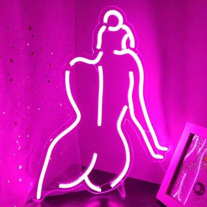 Ajoyferris Lady Back Neon Sign Dimmable LED Lady Sign Woman Neon Sign Sexy Lady Neon Signs for Bedroom Man Cave Bar Store Home Party Art Decor Gifts(16X11 inches,Blue)