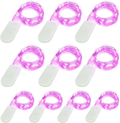 [10-Pack] LED String Lights - 6.6FT Moon Lights, 20 LED Micro Lights on Silver Copper Wire, Purple