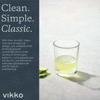 Vikko Set of 6 Small Orange Fruit Juice Glasses, 5 oz Durable Tumblers, Dishwasher Safe