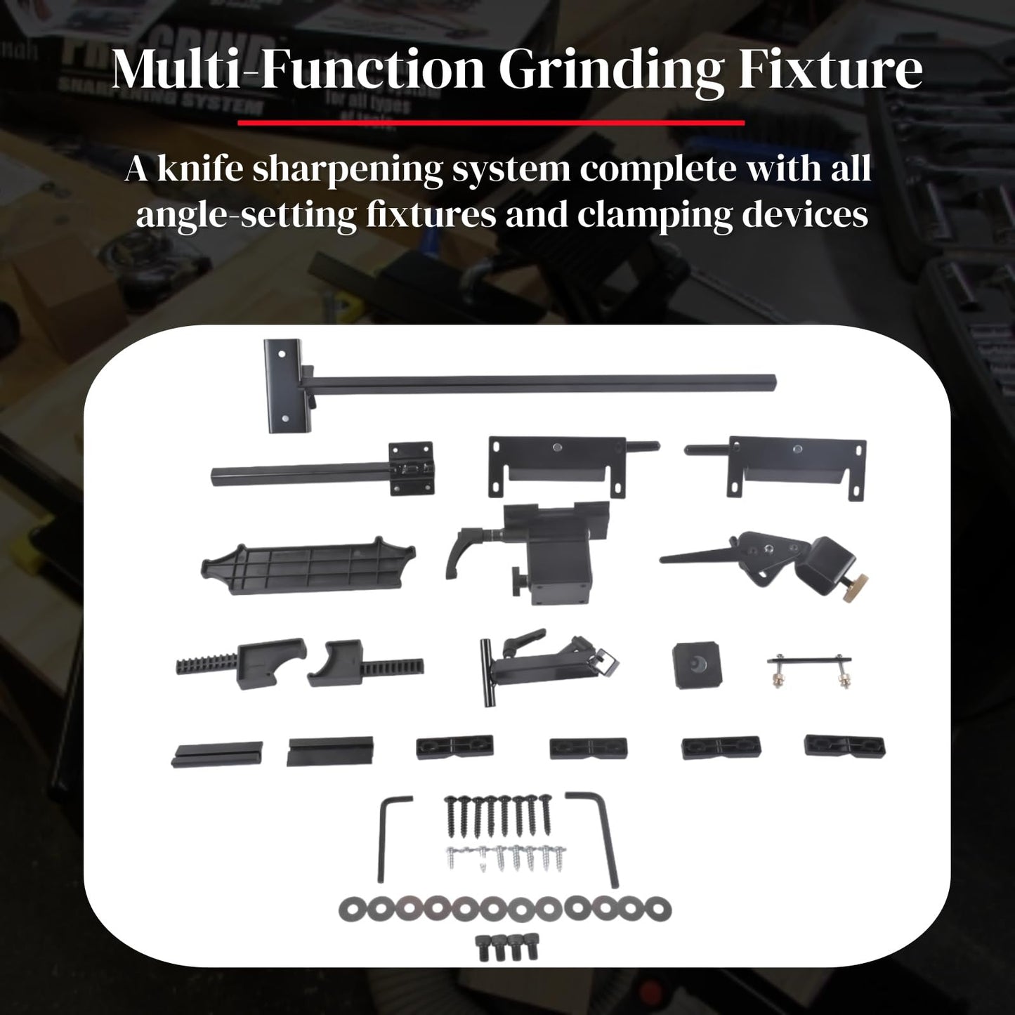 Pro Grind Sharpening System for 8" Grinders - Complete Kit with Quad Jig & Setup Blocks for Sharpening Lathe Tools, Chisels, Skews, Bowl & Spindle Gouges Mixizap