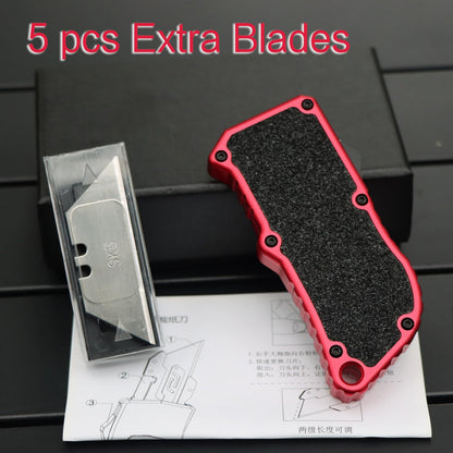 TENCHILON TU37 Aluminium Alloy Pocket Knife with Clip Small EDC Telescopic Retractable Box Cutter Precision Craft Utility Knives For Office Home Arts (Black)