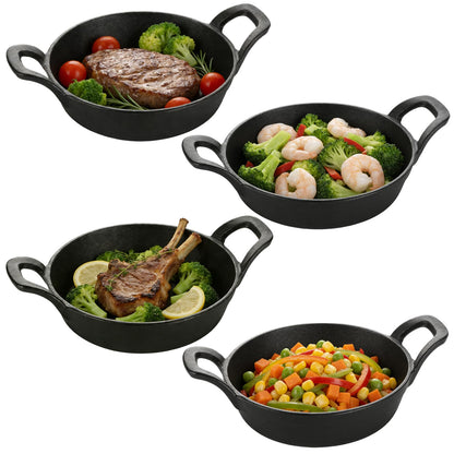 LDHHYH 4 Pack Mini Cast Iron Skillet, 6.3 x 6.3 x 1.5 Inch Small Cast Iron Frying Pan with Handle, Pre-Seasoned Cast Iron Skillet Set, Black Casserole Dish for Kitchen, Indoor, Outdoor, Picnic