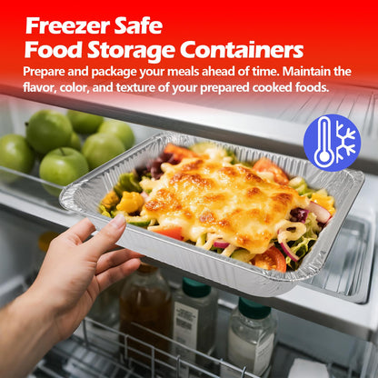MAXTBEE 9x13 Aluminum Foil Pans, 10 Pack Disposable Trays Half Size Heavy Duty Tin Pans Deep Food Containers For Cooking, Meal Prep, Baking, Roasting, Chafing, Heating or Steam Table