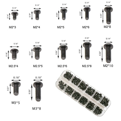 Persberg 360pcs 12sizes Laptop Notebook Tiny Computer Replacement electronic Screws Assortment Kit Black,M2 M2.5 M3,for Lenovo Toshiba Gateway Samsung HP IBM Dell Sony Acer Asus Hard Disk SATA SSD M.2
